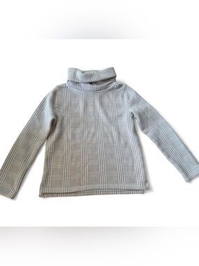 JCrew tan and white plaid turtleneck sweater size medium